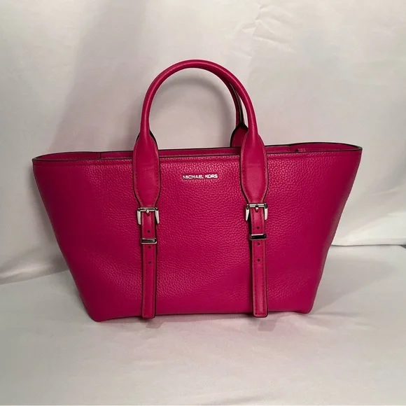 Michael Kors Wild Berry Fuchsia Medium Leather Satchel Bag NEW - Picture 4 of 12